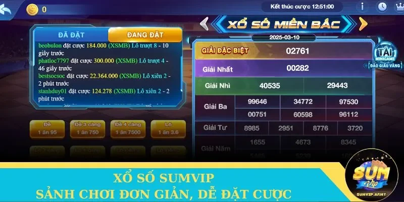 Sảnh xổ số được thiết tối giản giúp lô thủ dễ dàng đặt cược